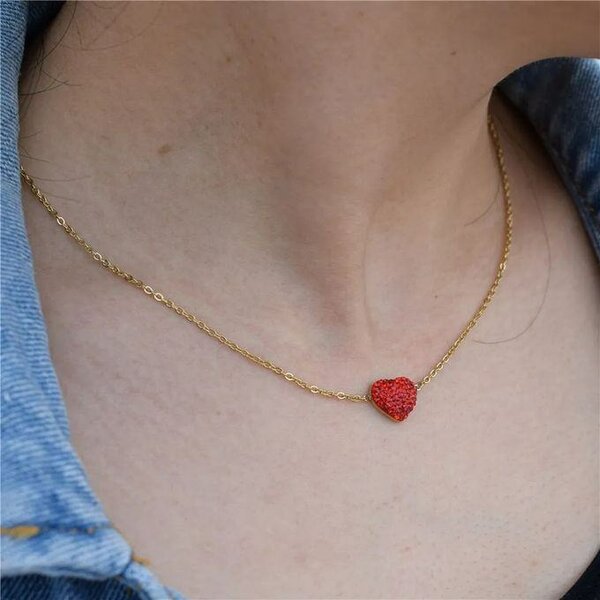 Collier Coeur Rouge Élégant