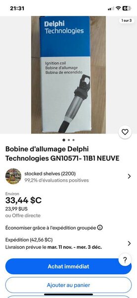 Bobine d'allumage Delphi Technologies