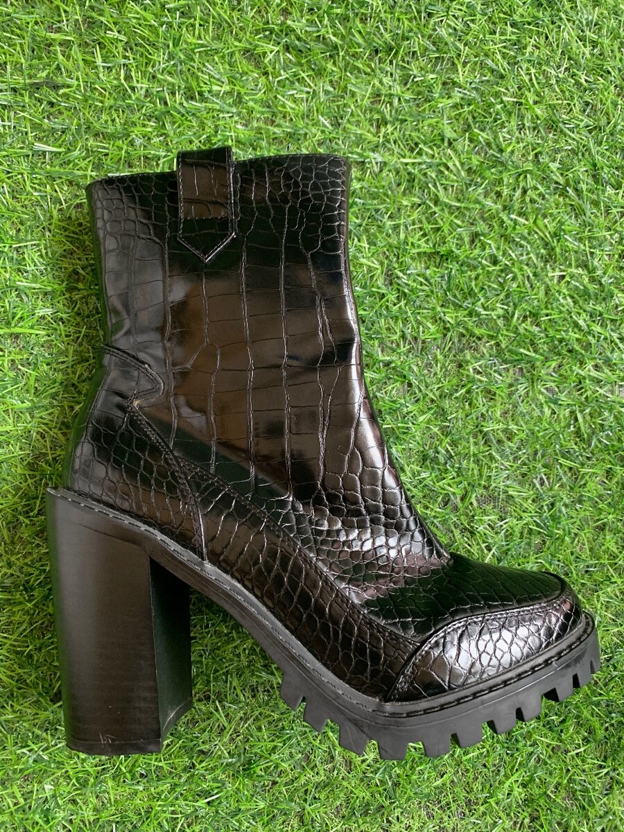 Croc leather ankle boots