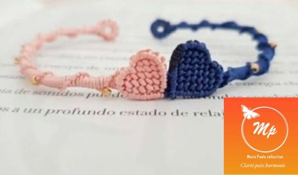 Bracelet tressé couple cœur