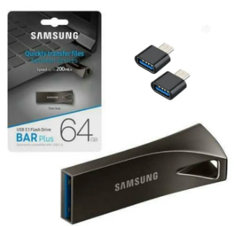 Bar Plus 64 GB BAR Metal High Speed 3.0 Flash Memory Stick USB Drive +FREE OTG Adapter - Imported Flash Drive, Metal USB Pen Drive 6 Month WARRANTY