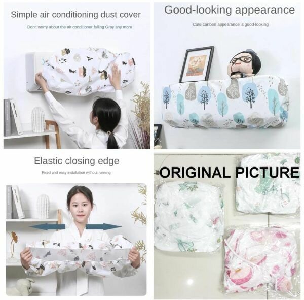AC Protective Dust Cover - Cute Cartoon Printing for Air