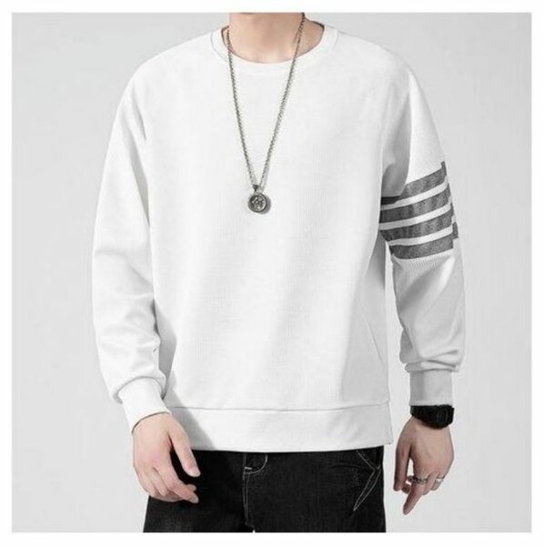 Sweat-shirt blanc à rayures