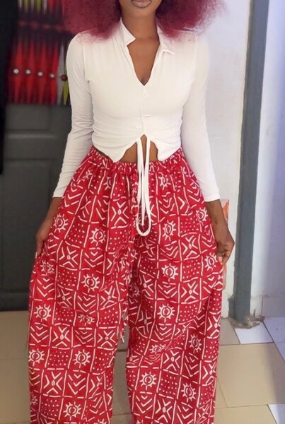 Pantalons larges en wax coloré