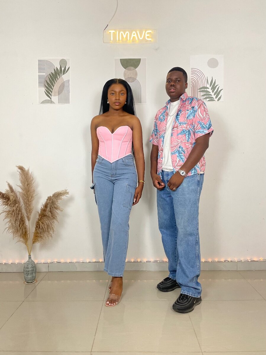 Floral shirts k180, corsets k215, jeans k215