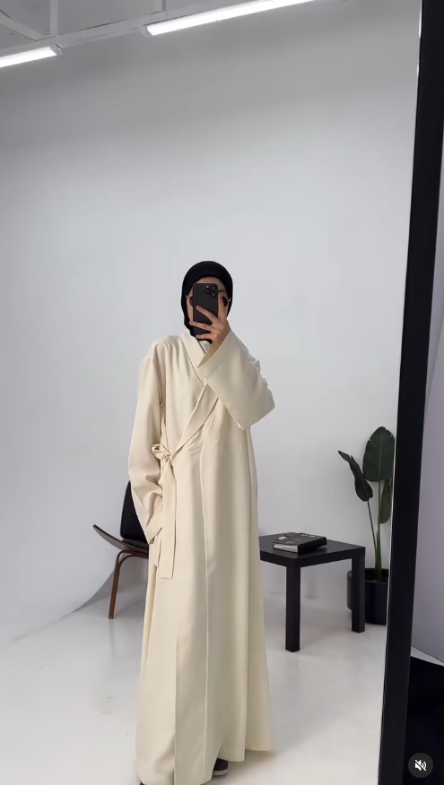 Балая Абайя с длинным кимоно кардиганом