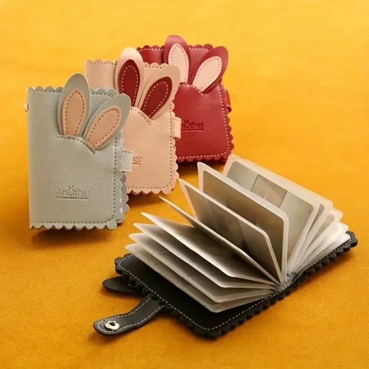 Chic Rabbit Ear Women's Card Holder - Compact & Exquisite Fa