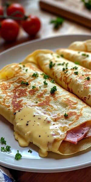 Crêpe jambon fromage délicieux