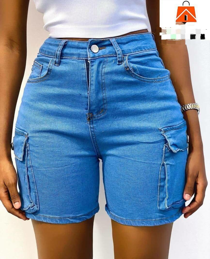 Shorts en jean cargo femme