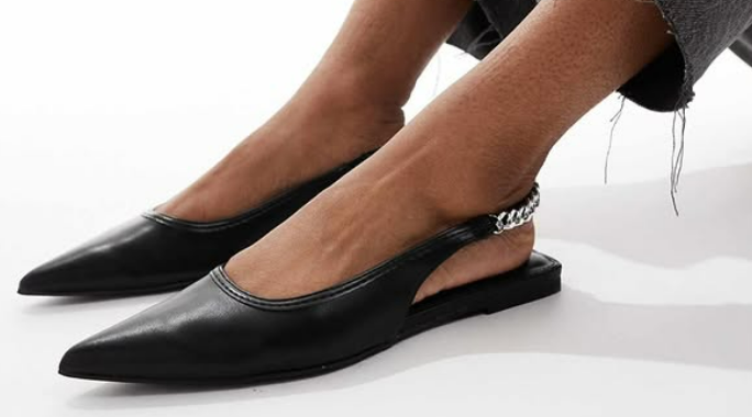 Black slingback flat