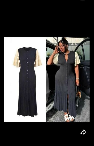 Robe élégante à plis noir-beige