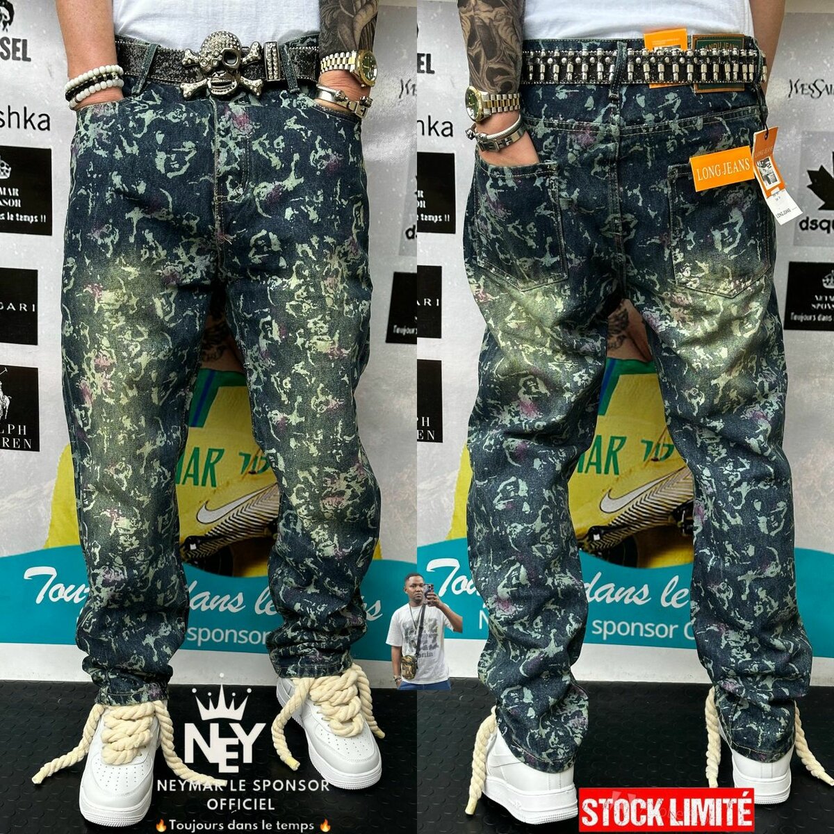 Jean homme avec motifs uniques