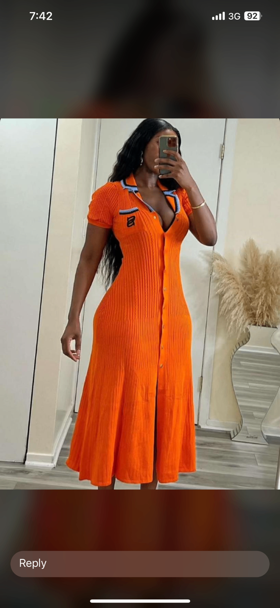 Long ladies Dress; orange color