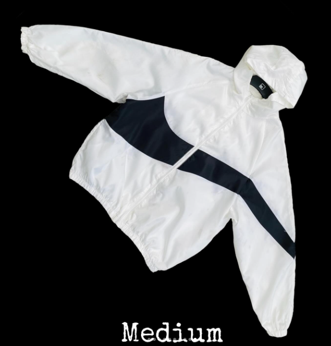 Black stripe white windbreaker 