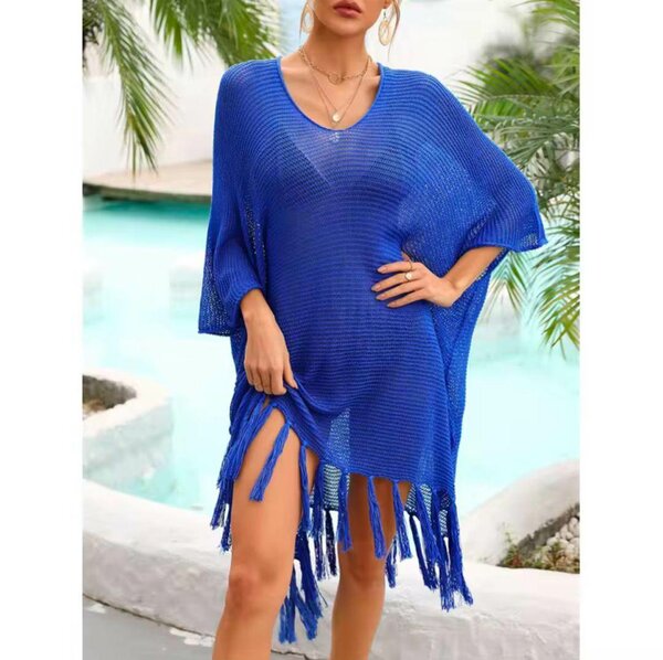 Пляжная вязаная накидка.