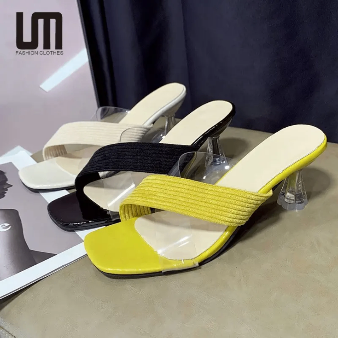 Clear Mules Kitten Heel