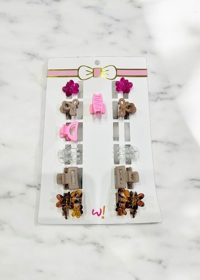 Multi color 12 pieces mini hair catchers for girls.