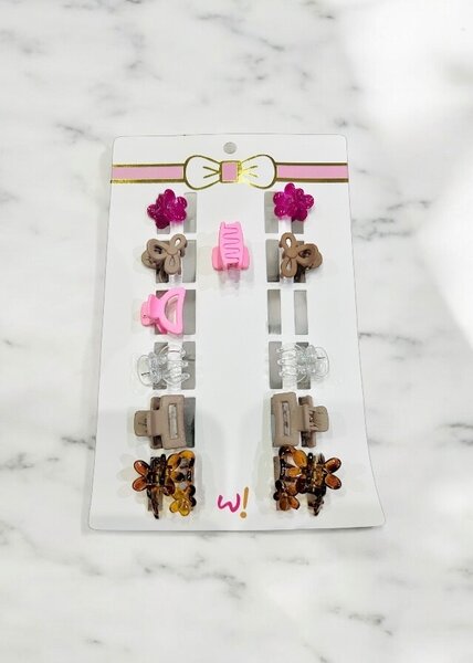 Multi color 12 pieces mini hair catchers for girls.