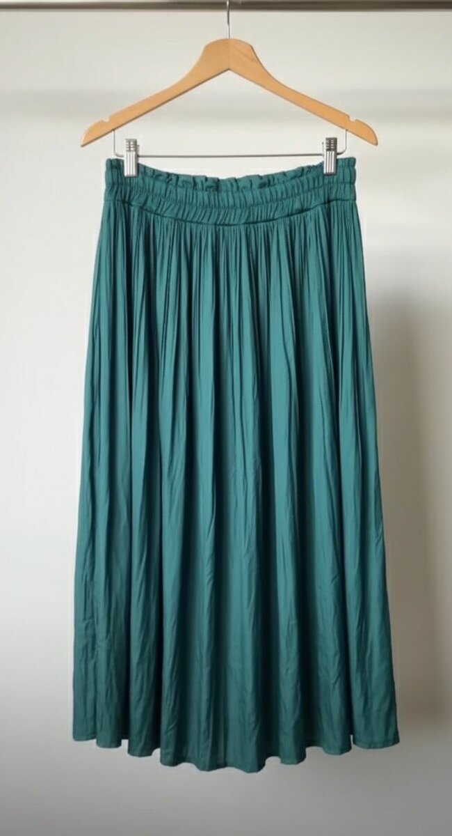 Jupe longue plissée émeraude
