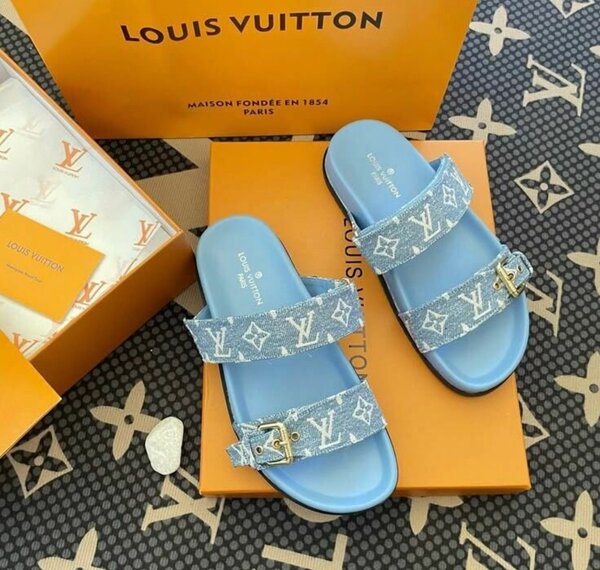 LUIS VUITTON DENIM SLIDES