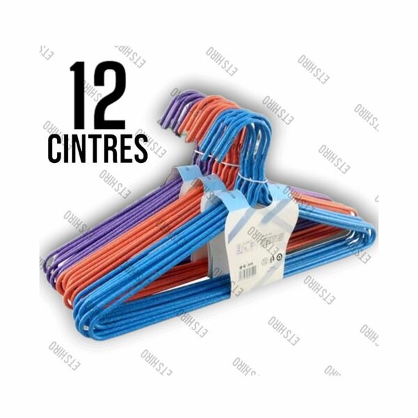 Lot De 12 Cintres En Métal Plastifié