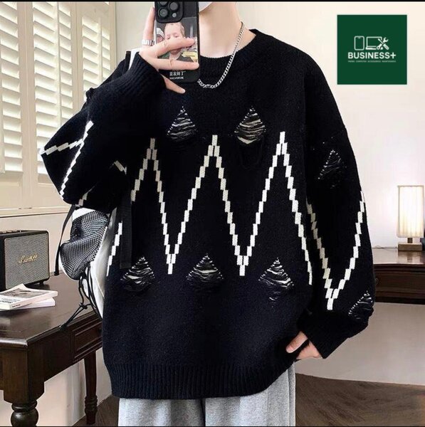 Pull en tricot motif géométrique