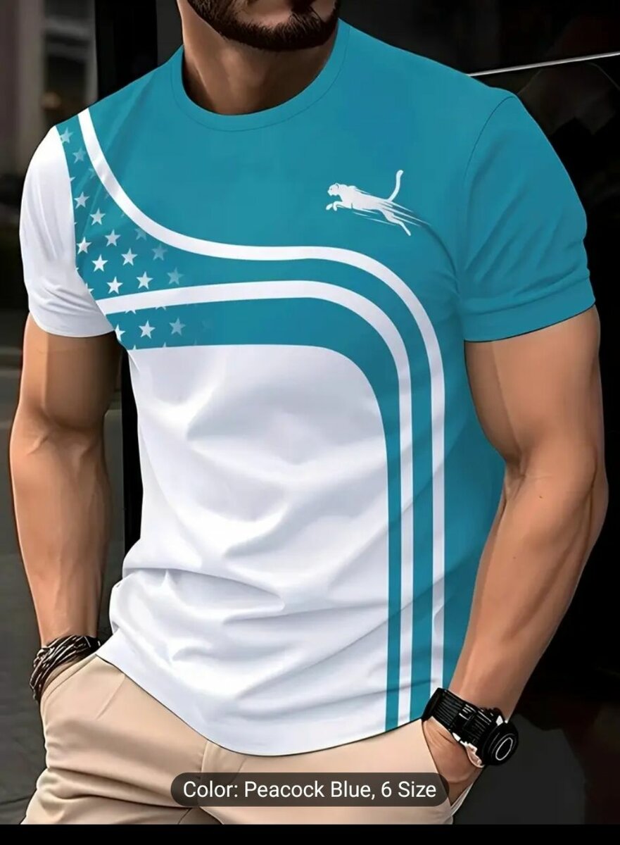 Men's Fashion Casual Round Neck 3D Pattern Print T-Shirt