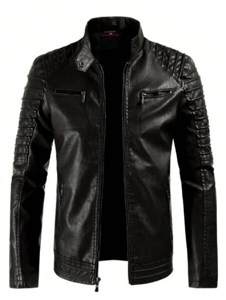 Veste en cuir noir homme