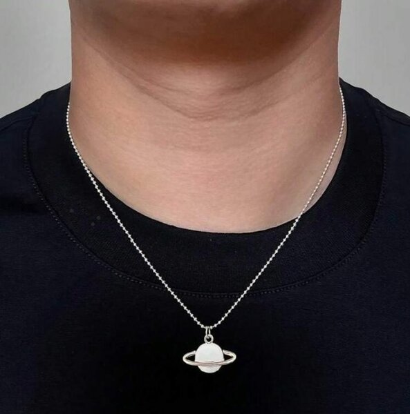 Collier Pendentif Planète Argent
