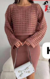 Robe courte en maille poudrée avec résille