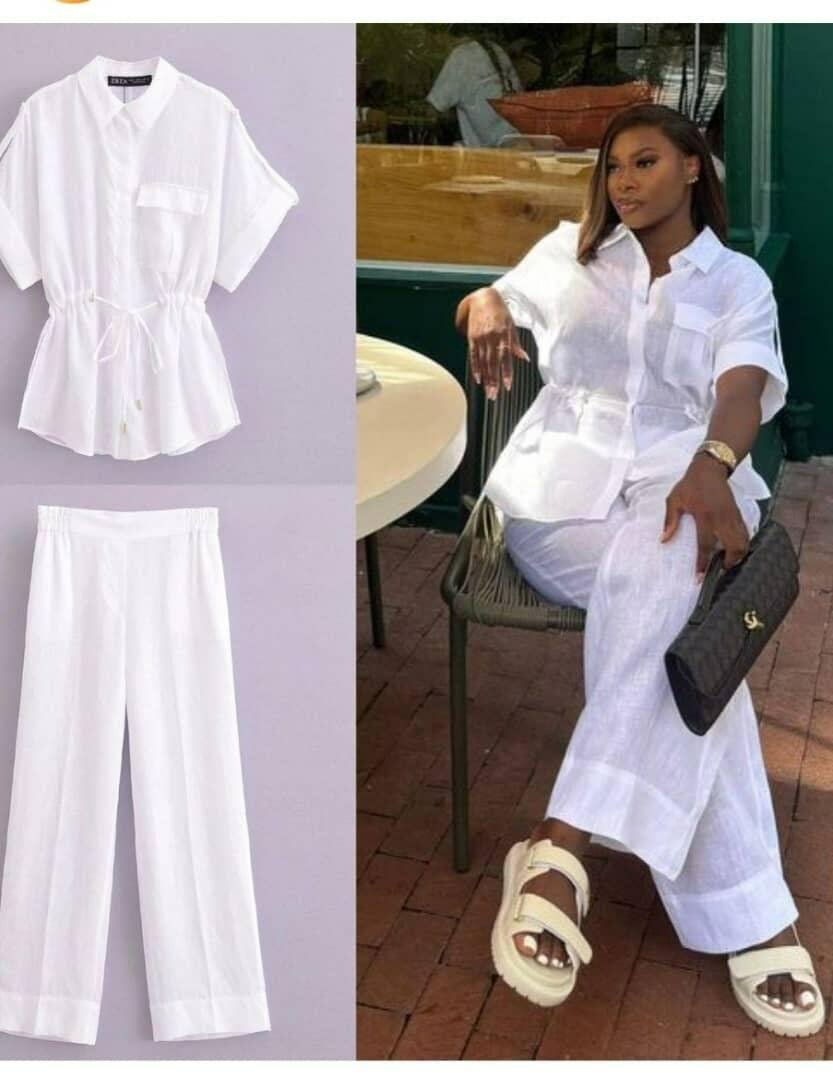 Classy  white top and down available