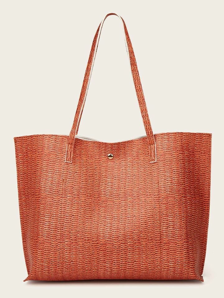 Sac cabas en paille orange