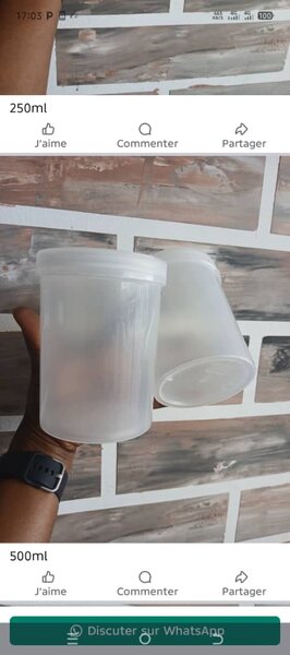 Bocal 500ml 12p plastique blan