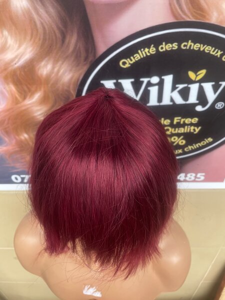 高质量酒红色短发假发