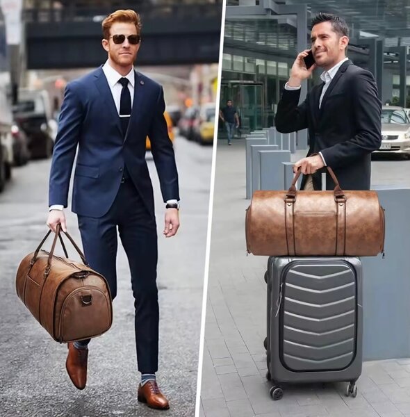 Convertible Garment/Duffel Travel Bag_Black & Brown