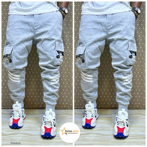 Pantalon cargo gris tendance