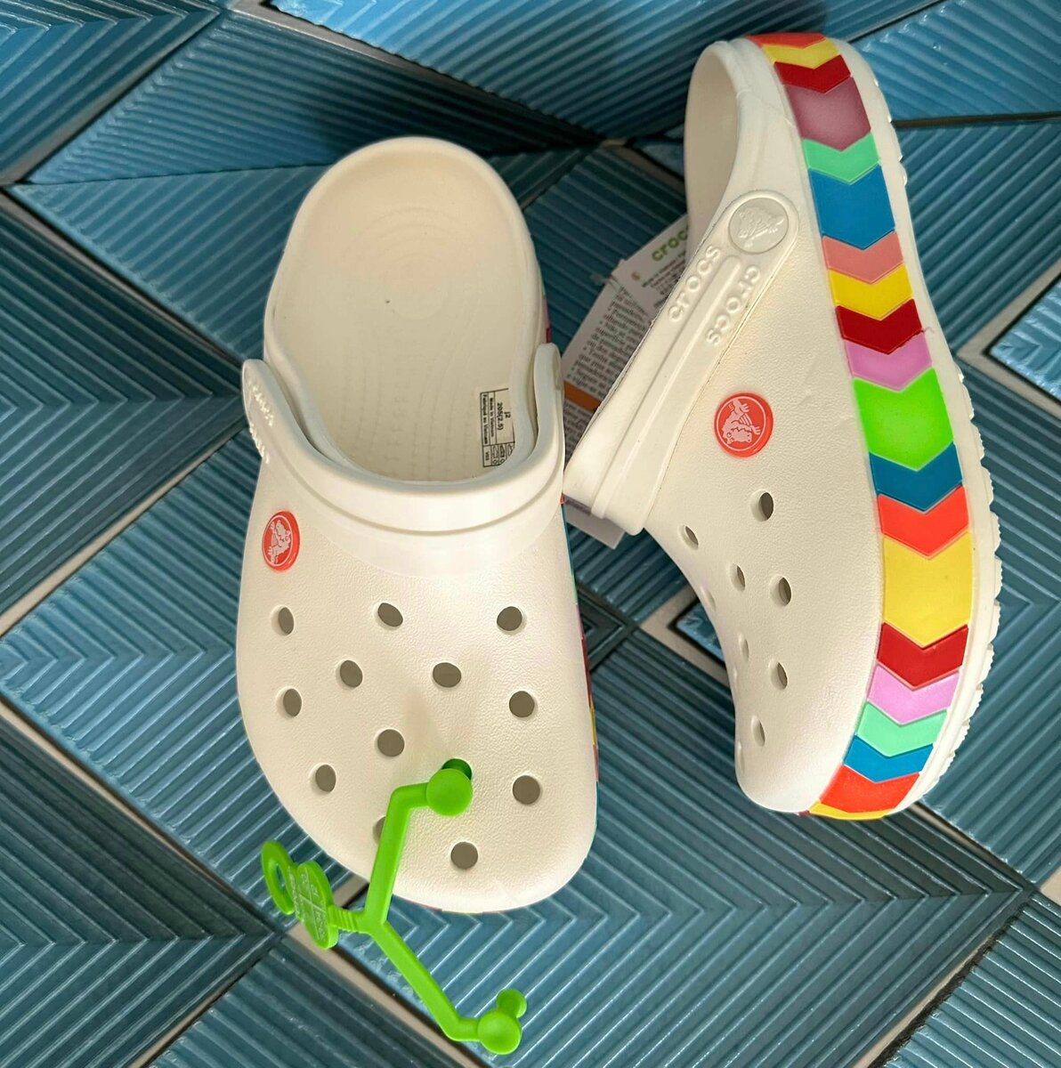 Crocs White Rainbow