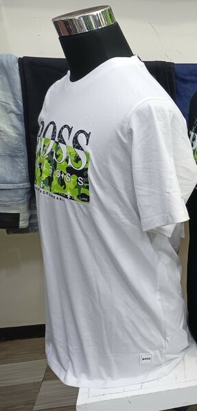 Stylish men's T-shirt with Hugo Boss print white