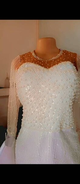 Beaded white lace dress