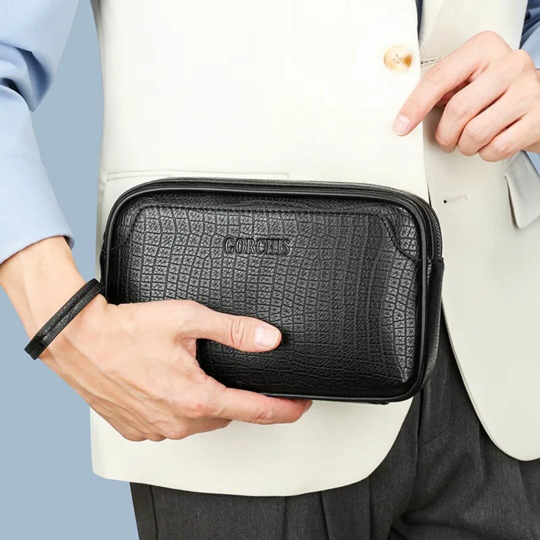 Pochette en cuir sécurisée