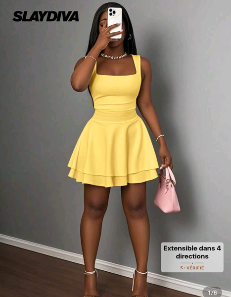 Robe Jaune Extensible Élégante