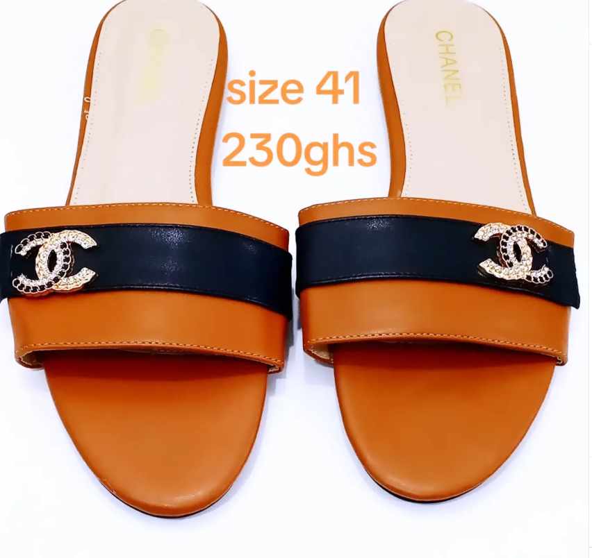 Brown and black sandals