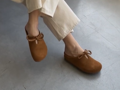 КЛОГИ из натуральной кожи и замши с бантиком