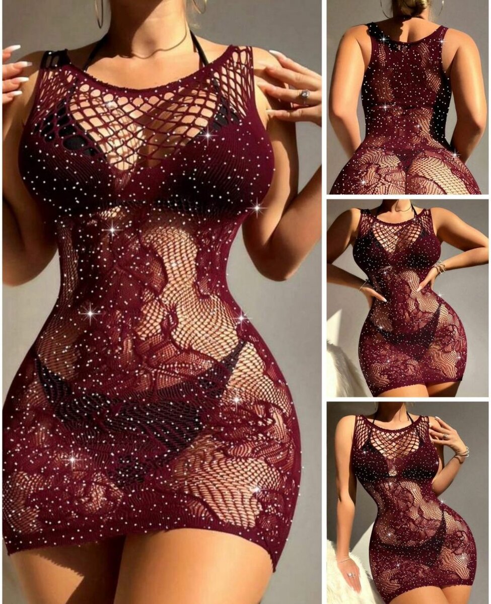 Robe filet à strass élégante