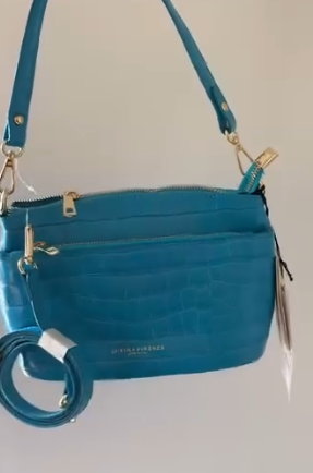 Leather triple entry xvody divinafirenzeofficial mini bag Turquoise 