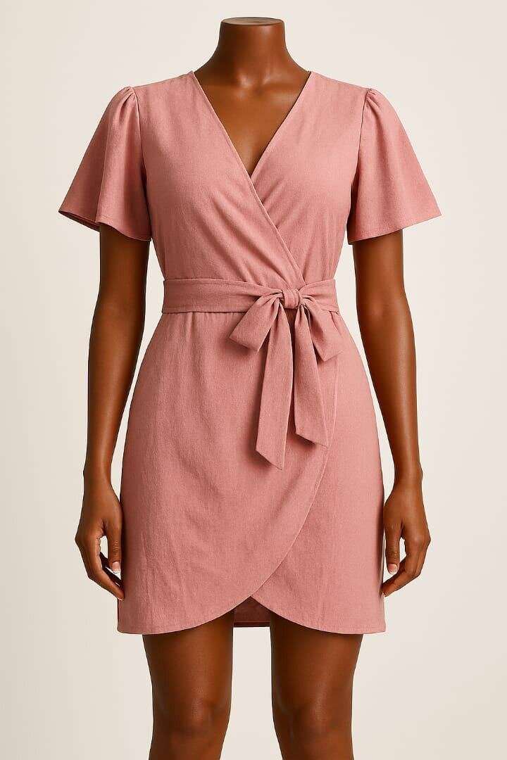 Robe élégante en lin rose