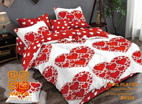 Parure de lit coeur rouge