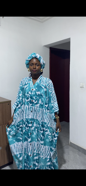 Boubou et coiffe  Bleu