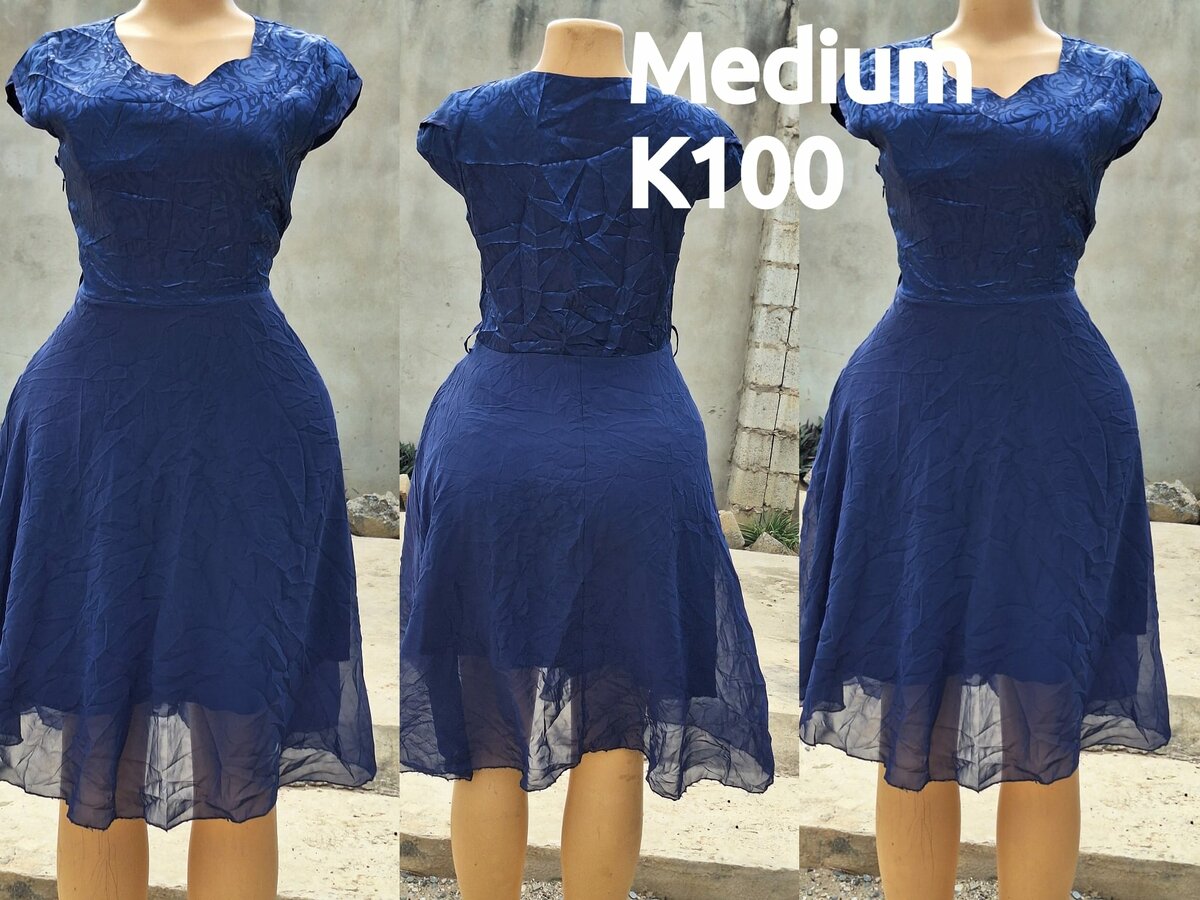 Beautiful and high-quality women's dress made of salaula silk blue