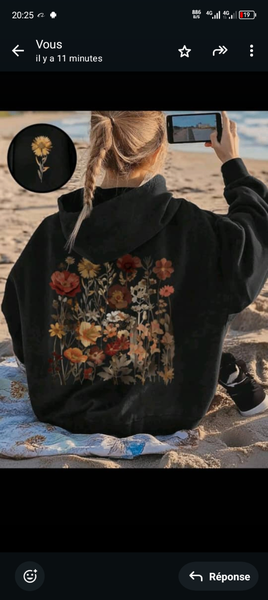 Sweat à capuche fleuri